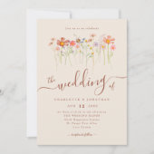 Invitation Fleur sauvage Boho Fall Beige Terracotta Code QR (Devant)