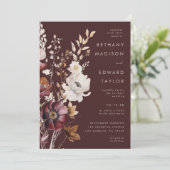 Invitation Fleur sauvage Boho Fall Mariage Brown (Debout devant)