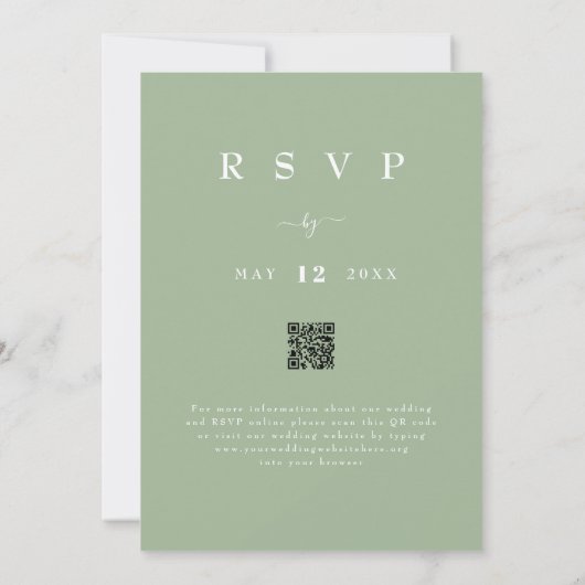 Invitation Fleur sauvage Boho Fall Sage Green Code QR Mariage (Dos)