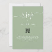 Invitation Fleur sauvage Boho Fall Sage vert QR code Mariage (Dos)
