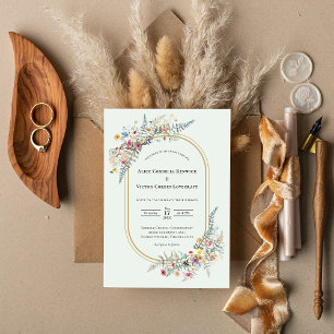 Invitation Fleur sauvage Boho Fern Mint Mariage vert