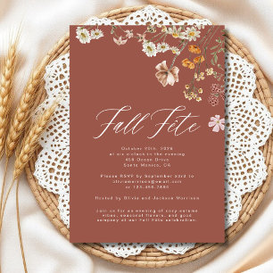 Invitation Fleur sauvage Boho Fête de la fête de la fête de l