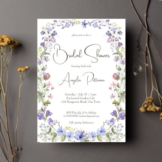 Invitation Fleur sauvage boho fleurs nuptiale douche