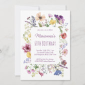 Invitation Fleur sauvage boho fleurs violet fête d'anniversai (Devant)