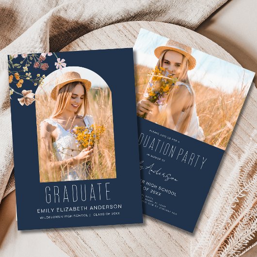 Invitation Fleur sauvage Boho Floral Graduation Party Arch Ph