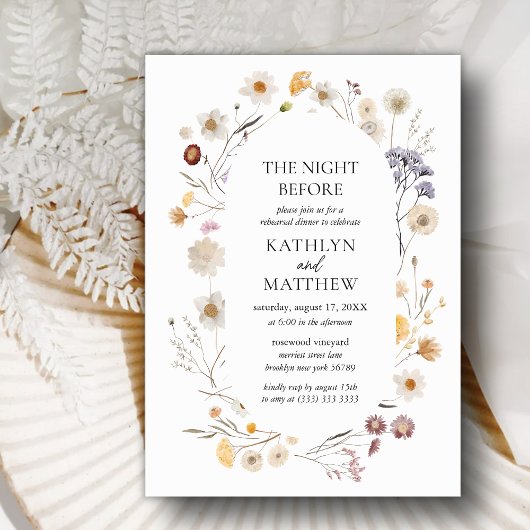 Invitation Fleur sauvage Boho Floral Moderne La Nuit Avant