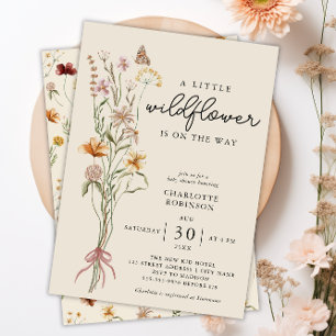 Invitation Fleur sauvage Boho Floral Neutral Baby shower