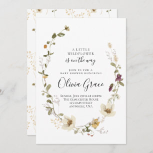 Invitation Fleur sauvage Boho Floral Wreath baby shower
