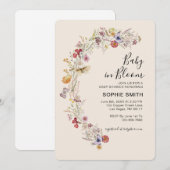 Invitation Fleur sauvage Boho Garden bébé en fleurs (Devant / Derrière)