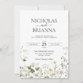 Invitation Fleur sauvage Boho Garden Tout en un QR Mariage (Devant)