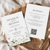 Invitation Fleur sauvage Boho Garden Tout en un QR Mariage