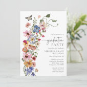 Invitation Fleur sauvage Boho Graduation Party (Debout devant)