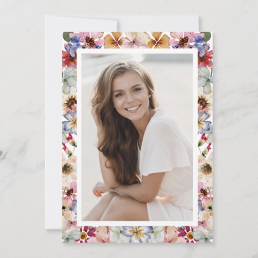 Invitation Fleur sauvage Boho Graduation Party (Dos)