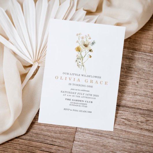 Invitation Fleur sauvage Boho jardin fleuri premier anniversa