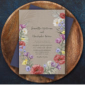 Invitation Fleur sauvage Boho Kraft & Mariage violet