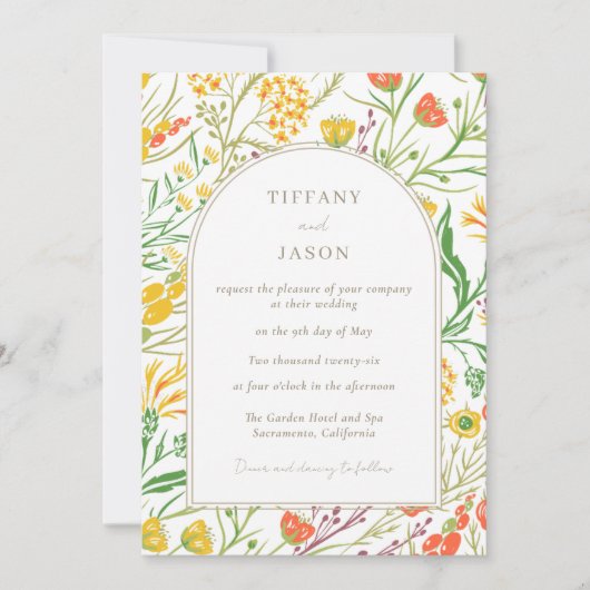Invitation Fleur sauvage Boho Mariage (Devant)