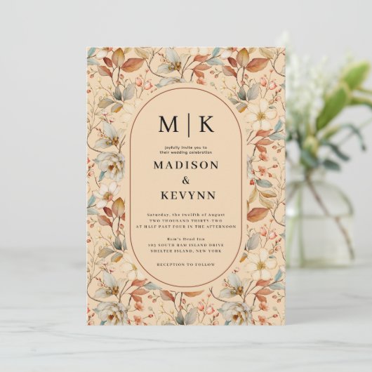 Invitation Fleur sauvage Boho Mariage (Debout devant)