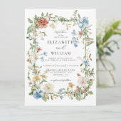 Invitation Fleur sauvage Boho Mariage aquarelle (Debout devant)