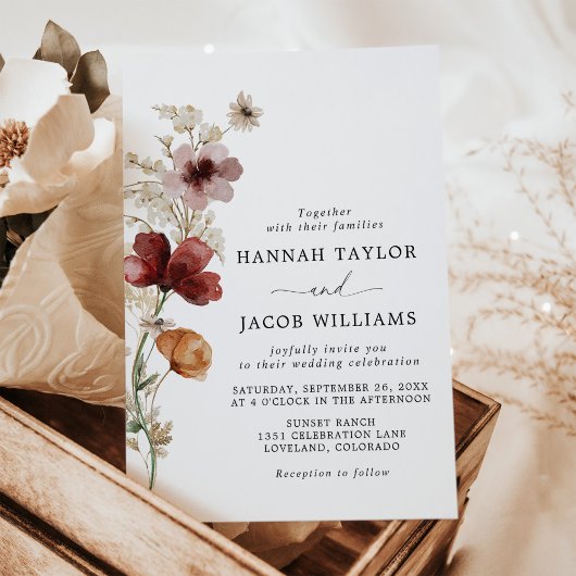 Invitation Fleur sauvage Boho Mariage de automne