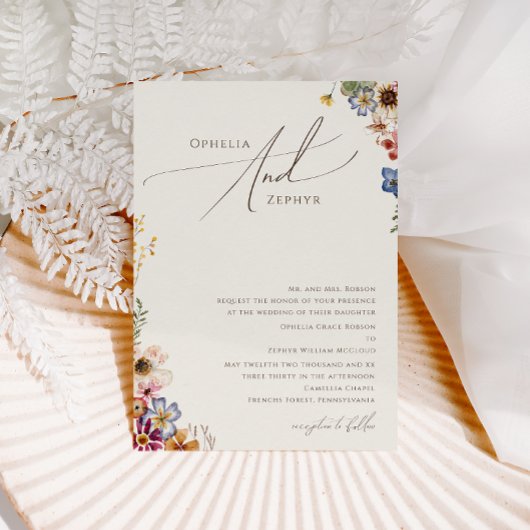 Invitation fleur sauvage boho | Mariage Jardin traditionnel b