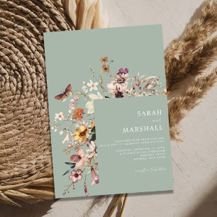 Invitation Fleur sauvage Boho minimaliste Mariage Floral
