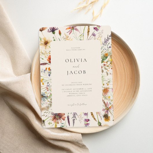 Invitation Fleur sauvage Boho minimaliste Mariage Floral