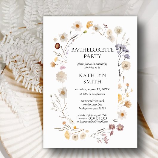 Invitation Fleur sauvage Boho Modern Floral Bachelorette Part