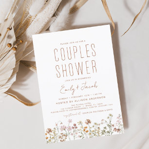 Invitation Fleur sauvage Boho moderne Couples Douche élégant