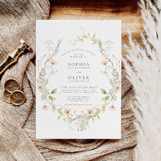 Invitation Fleur sauvage Boho Moderne Mariage élégant