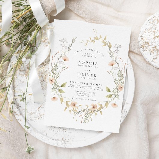 Invitation Fleur sauvage Boho Moderne Mariage élégant