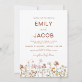 Invitation Fleur sauvage Boho Photo Terracotta Mariage botani (Devant)