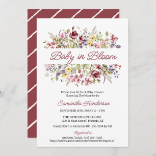 Invitation Fleur sauvage Boho Poppies Baby in Bloom Baby show
