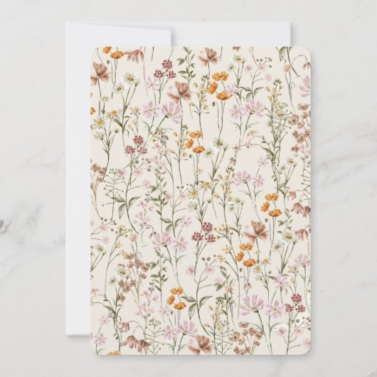 Invitation Fleur sauvage Boho QR Code Mariage RSVP (Dos)