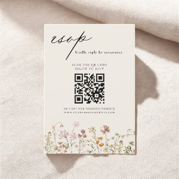Invitation Fleur sauvage Boho QR Code Mariage RSVP