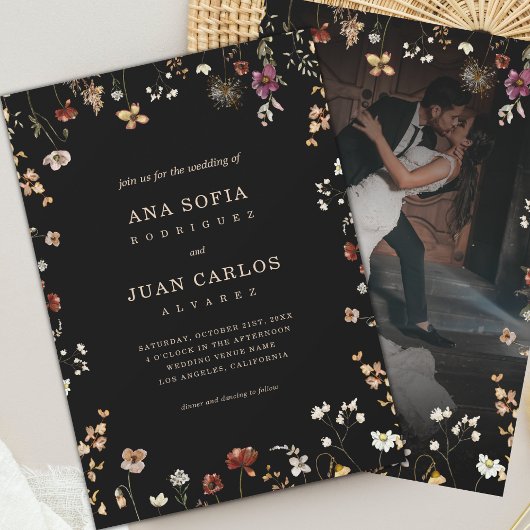 Invitation Fleur sauvage Boho romantique Jardin Photo Mariage