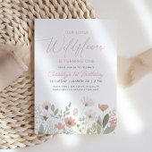 Invitation Fleur sauvage Boho rose 1er anniversaire