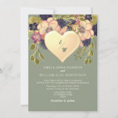 Invitation Fleur sauvage Boho Sage Mariage (Devant)