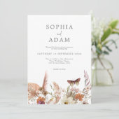 Invitation Fleur sauvage Boho simple Mariage Floral (Debout devant)