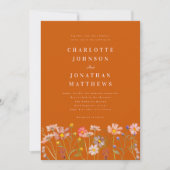 Invitation Fleur Sauvage Boho Terracotta Orange Brûlé Code Qr (Devant)