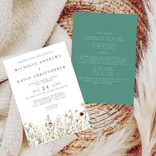 Invitation Fleur sauvage Boho tout en un Mariage