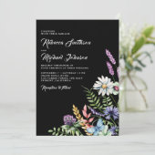 Invitation Fleur sauvage Boho tout en un Mariage noir (Debout devant)