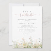 Invitation Fleur sauvage Boho verdoyant Fêtons la fête (Devant)