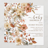 Invitation Fleur sauvage Boho Watercolor Baby shower Invitati (Devant / Derrière)