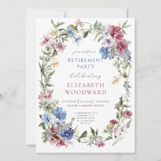 Invitation Fleur sauvage Boho Watercolor Wreath RetiParty (Devant)