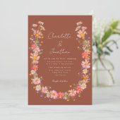 Invitation Fleur sauvage Boho Wreath Burn Orange Mariage de a (Debout devant)