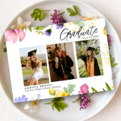 Invitation Fleur sauvage Bold Trois photo Graduation 2025