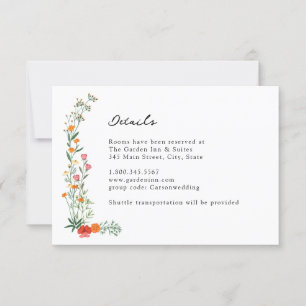 Invitation Fleur sauvage Botanic Garden Détails du mariage Ca