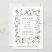 Invitation Fleur sauvage botanique | Baby shower élégant (Devant)