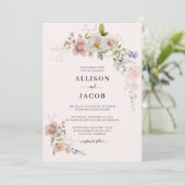 Invitation Fleur sauvage Botanique Blush rose Floral Mariage (Debout devant)