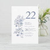 Invitation Fleur sauvage botanique Dusty Blue 22e anniversair (Debout devant)
